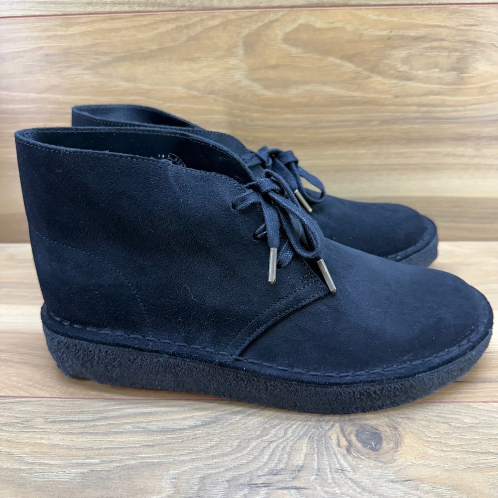 Clarks Originals Charles F Stead Desert Boot Mens 8 Black Suede Chunky Wedge